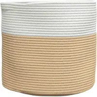 vidaXL Opbergmand Ø 40x35 cm katoen beige en wit