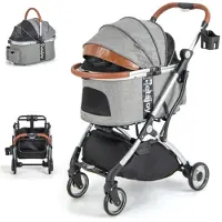 Zenzee Hondenbuggy - Hondentrolley - Hondenwagen – Afneembare korf – Regenhoes - Opvouwbaar - Parkeerrem - Opbergruimte – Al...