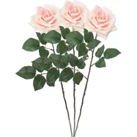 Mica Decorations Kunstbloem roos Emily - 3x - licht roze - 66 cm - kunststof steel - Kunstbloemen