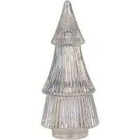 Clayre & Eef Glazen potje Kerstboom Ø 7x16 cm Transparant Glas Voorraadpot Deksel Transparant Voorraadpot Deksel