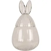 Clayre & Eef Glazen potje Ø 20x34 cm Transparant Glas Ovaal Konijn Potje met Deksel Transparant Potje met Deksel