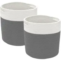 vidaXL Opbergmanden 2 st Ø 28x28 cm katoen grijs en wit