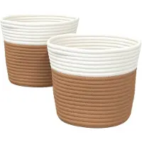 vidaXL Opbergmanden Set van 2 - 24 x 18 cm, bruin en wit