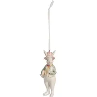 Clayre & Eef Hanger Konijn 10 cm Wit Groen Polyresin Wit