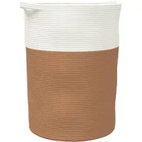 vidaXL Opbergmand Ø 49x65 cm katoen bruin en wit