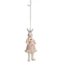 Clayre & Eef Hanger Konijn 10 cm Wit Roze Polyresin Wit