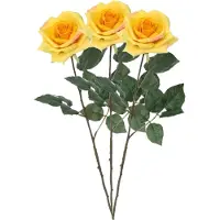 Mica Decorations Kunstbloem roos Emily - 3x - geel - 66 cm - kunststof steel - Kunstbloemen