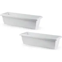 PlasticForte Plantenbak - 3x stuks - wit - rechthoekig - 60 x 20 x 16 cm - Bloembakken voor binnen/buiten
