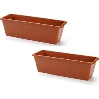 PlasticForte 3x stuks plantenbak terra cotta rechthoekig 50 x 17 x 15 cm - Bloembakken/plantenbakken voor binnen/buiten