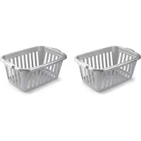 PlasticForte Wasmand - 3x stuks - grijs - kunststof - 40 liter - 60 x 40 x 26 cm - manden voor wasgoed - huishouden - opbergmand