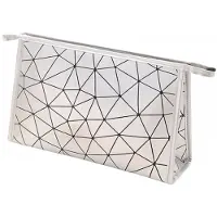 ECarla Toilettas Geometric - Kunstleer - Afmeting 27 x 9 x 17 cm. Zilver