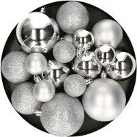 House of Seasons 46x stuks kunststof kerstballen zilver 4, 6 en 8 cm - Kerstbal