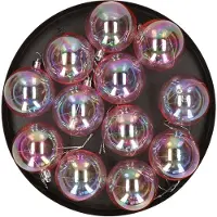 Gerimport Kerstballen - 12x st - 6 cm - kunststof - transparant parelmoer - Kerstbal