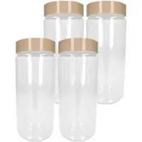 PlasticForte Voorraadpot/bewaarpot - 4x - 650 ml - kunststof - beige - B7 x H18 cm