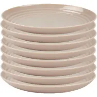 PlasticForte Rond diner bord/camping bord - 8x - D25 cm - beige - kunststof - onbreekbaar