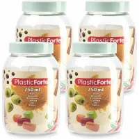 PlasticForte Voorraadpot/bewaarpot - 4x - 750 ml - kunststof - mint groen - B9 x H15 cm
