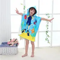 ECarla Strandlaken Snorkelaar - Lichtblauw - Badponcho - Badcape - Kinderdoek - Omslagdoek kinderen - Handdoek - Beach cape