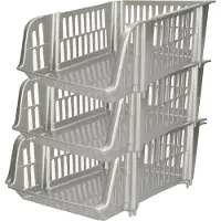 PlasticForte Stapelbare opbergmand - 4x - Zilver - 16L - kunststof - 38 x 28 x 15 cm