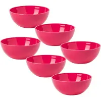 PlasticForte kommetjes/schaaltjes - 6x - dessert/ontbijt - kunststof - D12 x H5 cm - fuchsia roze - BPA vrij
