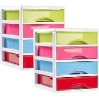 PlasticForte Ladeblokje/bureau organizer 2x lades - multi colour - L18 x B21 x H23 cm - plastic