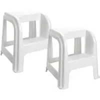 PlasticForte Forte Plastics Keukenkrukje/opstapje - 2x - met 2 treden - wit - kunststof - 43 x 43 x 46 cm