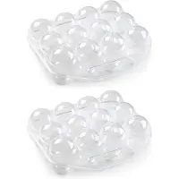 PlasticForte Eierdoos - 2x - koelkast organizer eierhouder - 12 eieren - transparant - kunststof - 20 x 19 cm
