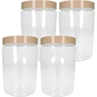 PlasticForte Voorraadpot/bewaarpot - 4x - 800 ml - kunststof - beige- B10 x H15 cm