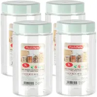 PlasticForte Voorraadpot/bewaarpot - 4x - 1L - kunststof - mint groen - B10 x H17 cm