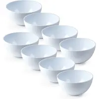 PlasticForte Schaaltjes - 8x - kunststof - kommetjes - dessert/ontbijt - D14 x H6 cm - ivoor wit