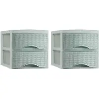 PlasticForte Thuis kantoor organizer ladeblok - 2x - 25 x 37 x 26 cm - Kunststof - Groen - 2 lades