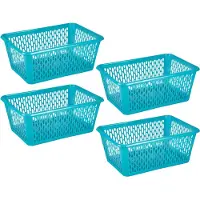 PlasticForte opbergmand/kastmandje - 4x - 13 liter - blauw - kunststof - 26 x 37 x 14 cm