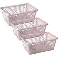 PlasticForte opbergmand/kastmandje - 3x - 13 liter - roze - kunststof - 26 x 37 x 14 cm