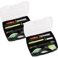 PlasticForte Opbergkoffertje/opbergdoos/sorteerbox - 3x - 13-vaks - kunststof - zwart - 25 x 21 x 4 cm