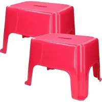 PlasticForte Keukenkrukje/opstapje - 2x - Handy Step - fuchsia roze - kunststof - 40 x 30 x 28 cm