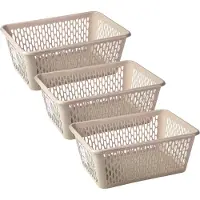 PlasticForte opbergmand/kastmandje - 3x - 13 liter - beige - kunststof - 26 x 37 x 14 cm