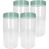 PlasticForte Voorraadpot/bewaarpot - 6x - 1.25L - kunststof - mint groen - B10 x H20 cm