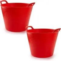 PlasticForte Flexibele emmer/kuip - 2x stuks - rood - 42 liter - ECO kunststof - rond - 38 x 45 cm