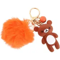 ECarla Sleutelhanger teddybeer met pompon - Bruin / Oranje