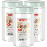 PlasticForte Voorraadpot/bewaarpot - 6x - 1L - kunststof - mint groen - B10 x H17 cm