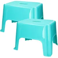 PlasticForte Keukenkrukje/opstapje - 2x - Handy Step - blauw - kunststof - 40 x 30 x 28 cm
