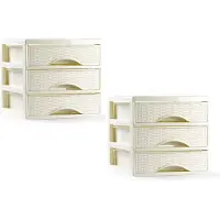PlasticForte ladeblokje/bureau organizer - 2x - 3 lades - creme wit - L18 x B23 x H17 cm