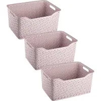 PlasticForte opbergmand/kastmandje - 3x - 18 liter - roze - kunststof - 29 x 39 x 19 cm