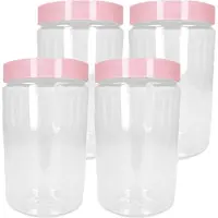 PlasticForte Forte Plastics Voorraadpot/bewaarpot - 4x - 1L - kunststof - oud roze - B10 x H17 cm