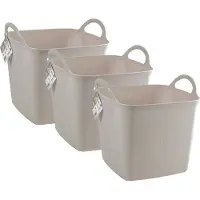 PlasticForte Kuip/emmer/wasmand - 3x - flexibel - beige - 43 liter - vierkant - kunststof - 40 x 40 x 44 cm