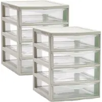 PlasticForte Ladeblokje/bureau organizer 2x lades - beige/transparant - L18 x B21 x H23 cm - plastic