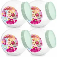 PlasticForte Forte Plastics Snoeppot/voorraadpot - 4x - 2L - mint groen - kunststof - D12 x H17 cm