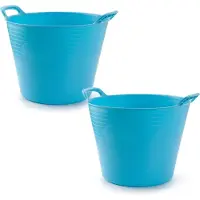 PlasticForte Flexibele emmer/kuip - 2x stuks - blauw - 42 liter - ECO kunststof - rond - 38 x 45 cm
