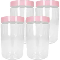 PlasticForte Forte Plastics Voorraadpot/bewaarpot - 6x - 1L - kunststof - oud roze - B10 x H17 cm