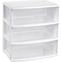 PlasticForte Ladeblokje organizer 3x lades - wit/transparant - L56 x B40 x H61 cm - plastic