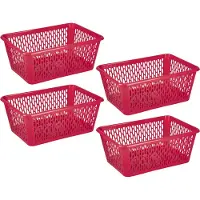 PlasticForte opbergmand/kastmandje - 4x - 13 liter - fuchsia roze - kunststof - 26 x 37 x 14 cm